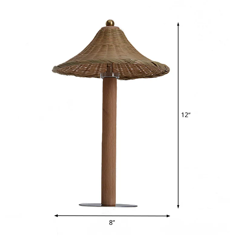1 tête de chambre à coucher, éclairage de travail, petite lampe de bureau en bois chinois avec abat-jour en bambou en form...