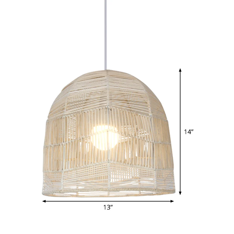 1 tête panier pendentif éclairage chinois bambou plafond suspension en bois pour restaurant Clearhalo