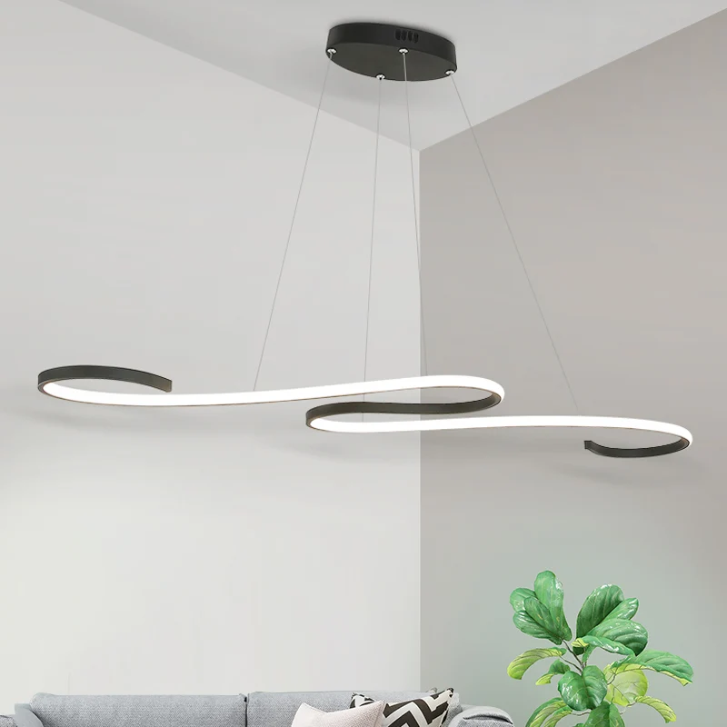 Twist Pendant Nordic Acrylique LED Rose/Noir/Blanc Plafonnier suspendu en lumière chaude/blanche/naturelle Clearhalo