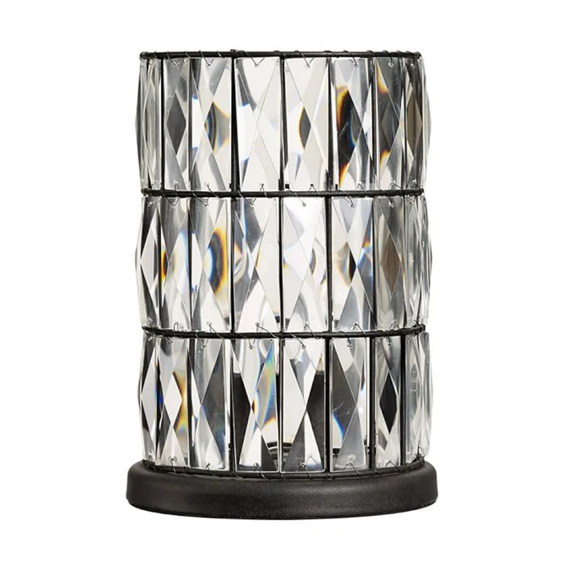 Veilleuse moderne à 1 ampoule, lampe de Table de nuit en cristal pour chambre à coucher en noir Clearhalo