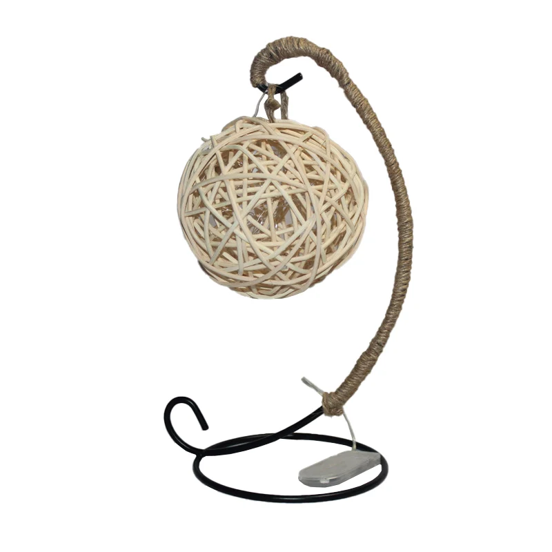 Veilleuse à piles en boule de rotin pour enfants, éclairage de Table LED blanc avec bras incurvé Clearhalo