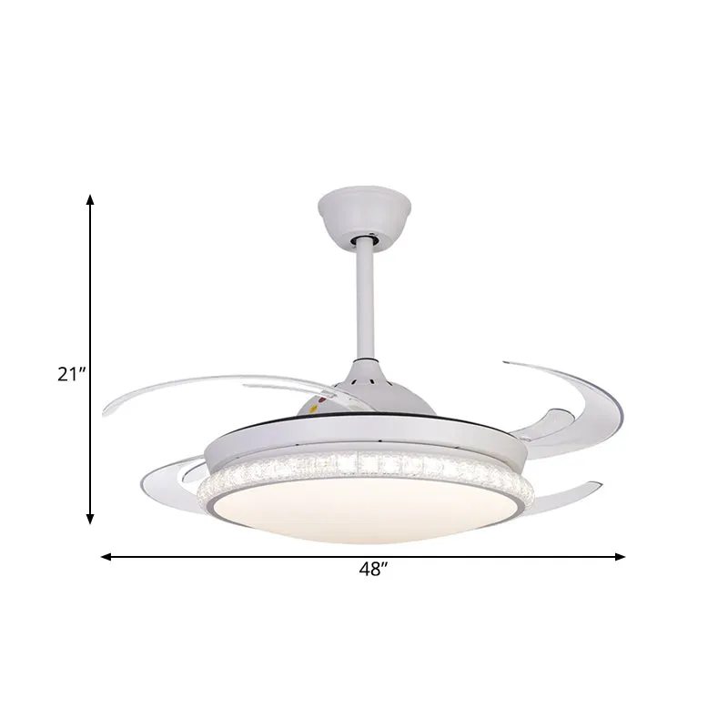 Ventilateur de plafond à LED allumant la lampe semi-encastrée à 8 pales modernisme pour chambre à coucher avec abat-jour c...