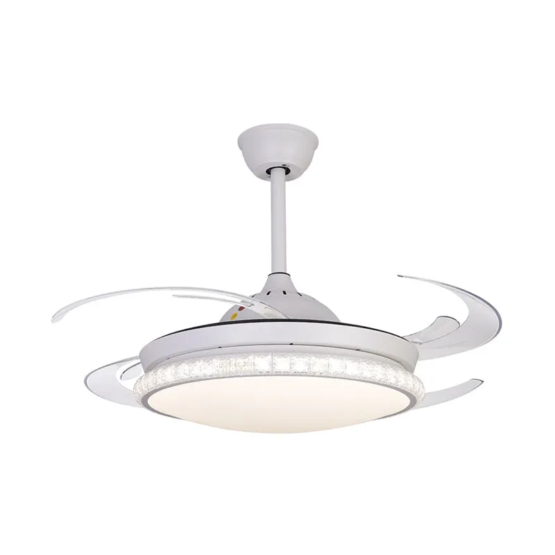 Ventilateur de plafond à LED allumant la lampe semi-encastrée à 8 pales modernisme pour chambre à coucher avec abat-jour c...