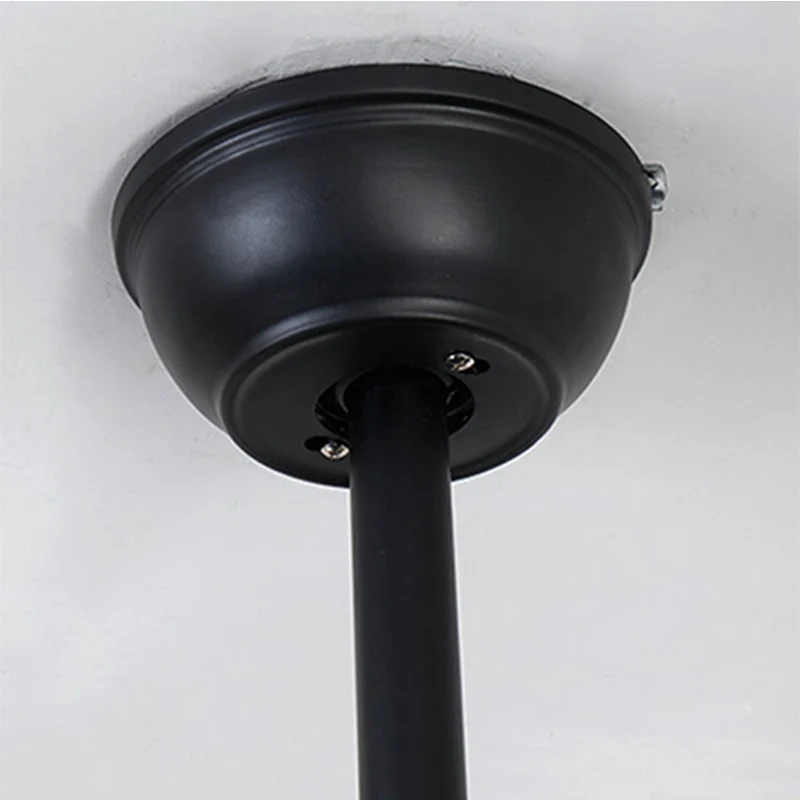 Ventilateur de plafond à 3 lumières en métal rétro industriel semi-affleurant en noir avec 5 pales Clearhalo