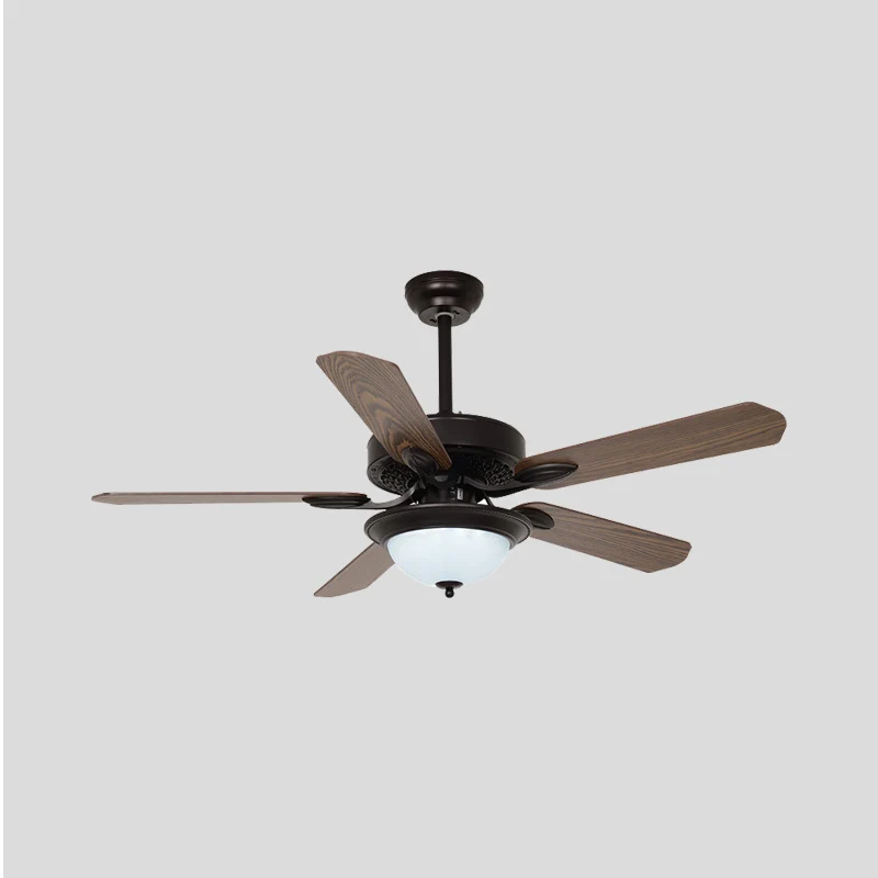 Ventilateur suspendu à LED de 42 po de largeur pour salon de campagne, mur/télécommande, 5 pales, semi-encastré avec dôme,...
