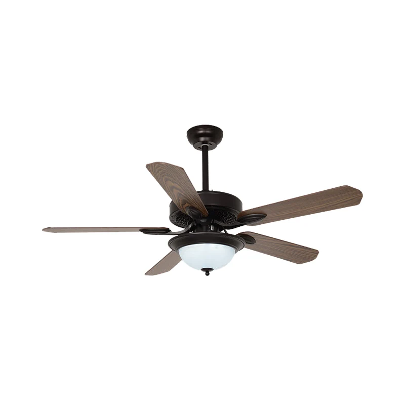 Ventilateur suspendu à LED de 42 po de largeur pour salon de campagne, mur/télécommande, 5 pales, semi-encastré avec dôme,...