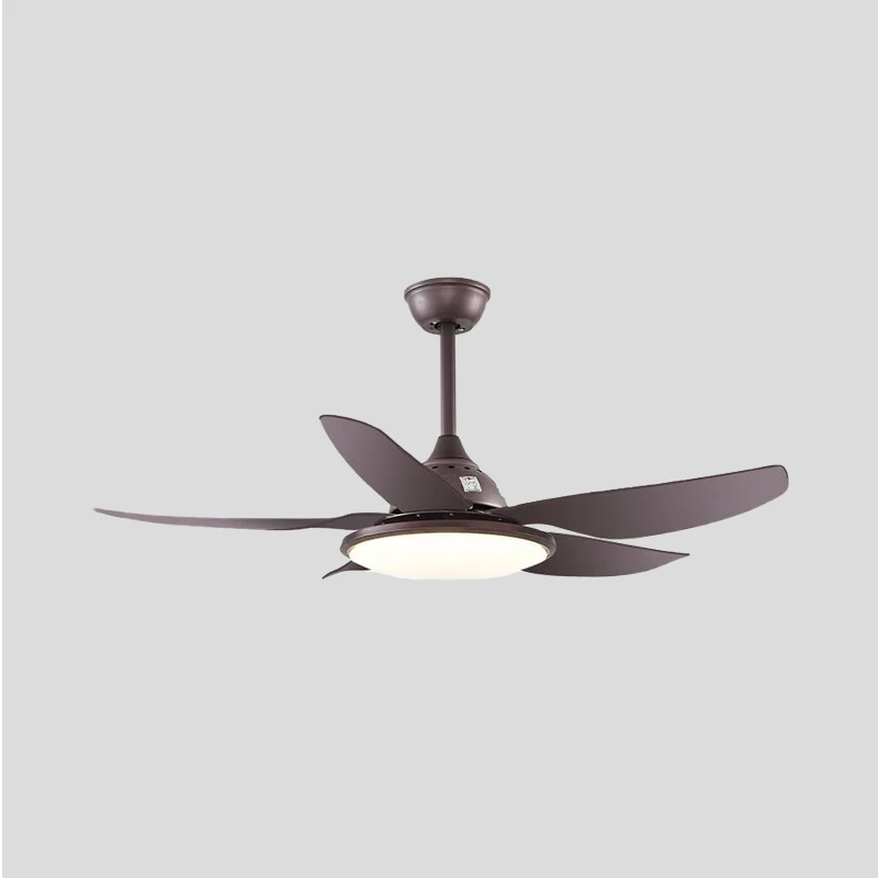 Ventilateur suspendu en métal LED de 44 pouces, éclairage traditionnel, finition café, lampe ronde semi-encastrée pour sal...