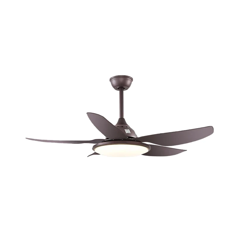 Ventilateur suspendu en métal LED de 44 pouces, éclairage traditionnel, finition café, lampe ronde semi-encastrée pour sal...