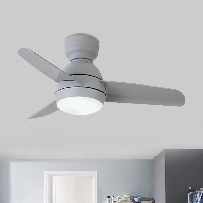 Ventilateur suspendu rond à LED, éclairage moderne, finition blanc/noir/rose, acrylique, 3 pales, lampe semi-encastrée ave...