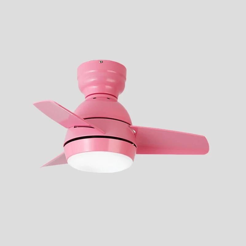 Ventilateur suspendu rond à LED, éclairage moderne, finition blanc/noir/rose, acrylique, 3 pales, lampe semi-encastrée ave...