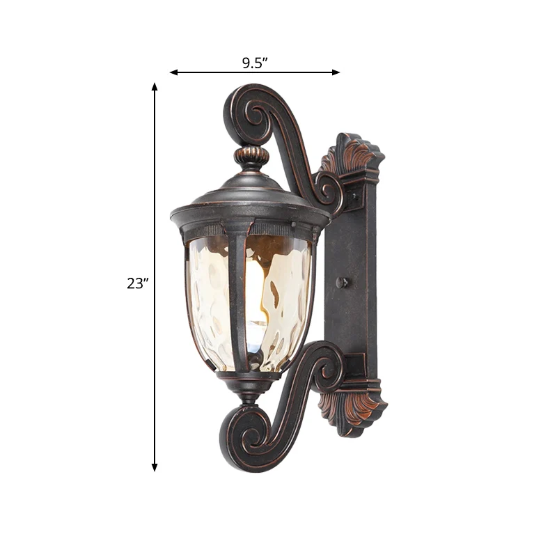 Verre d'eau ambré marron-noir applique urne abat-jour 1 ampoule idées d'éclairage mural traditionnel Clearhalo
