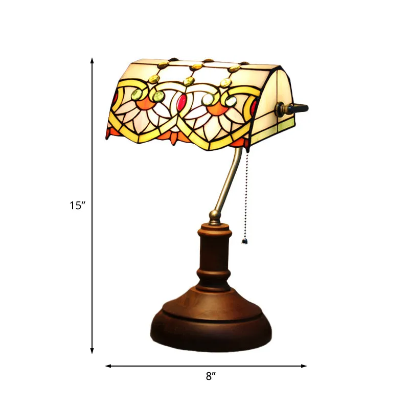 Vitrail marron foncé, éclairage de table de chevet, abat-jour à bascule, 1 lumière, lampe de table méditerranéenne avec ch...
