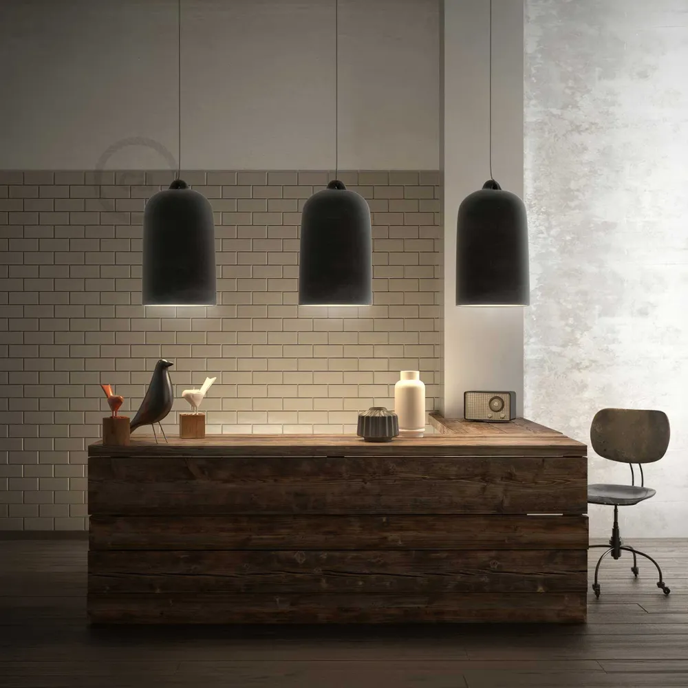 Cloche, abat-jour XL en céramique pour suspension - Made Italy - Ardoise