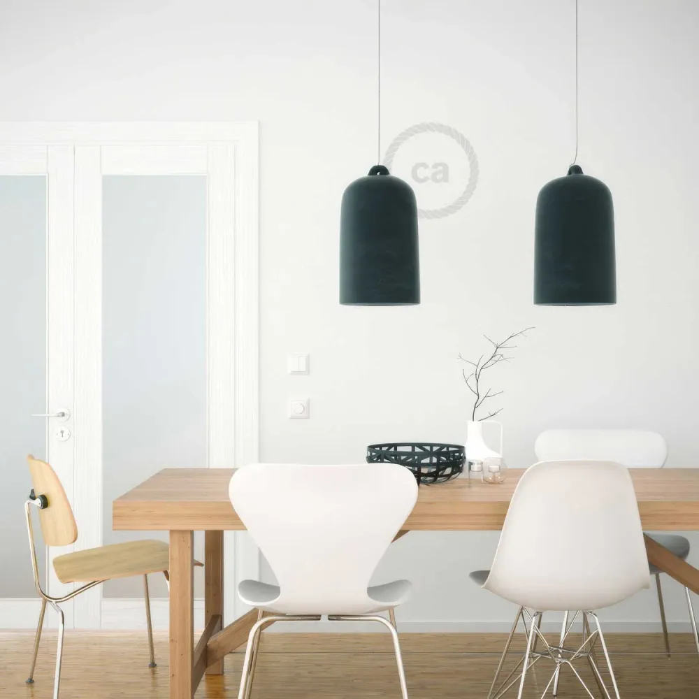 Cloche, abat-jour XL en céramique pour suspension - Made Italy - Ardoise