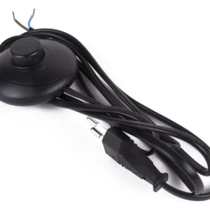 Cordon d'alimentation + fiche + interrup au pied 2 m noir