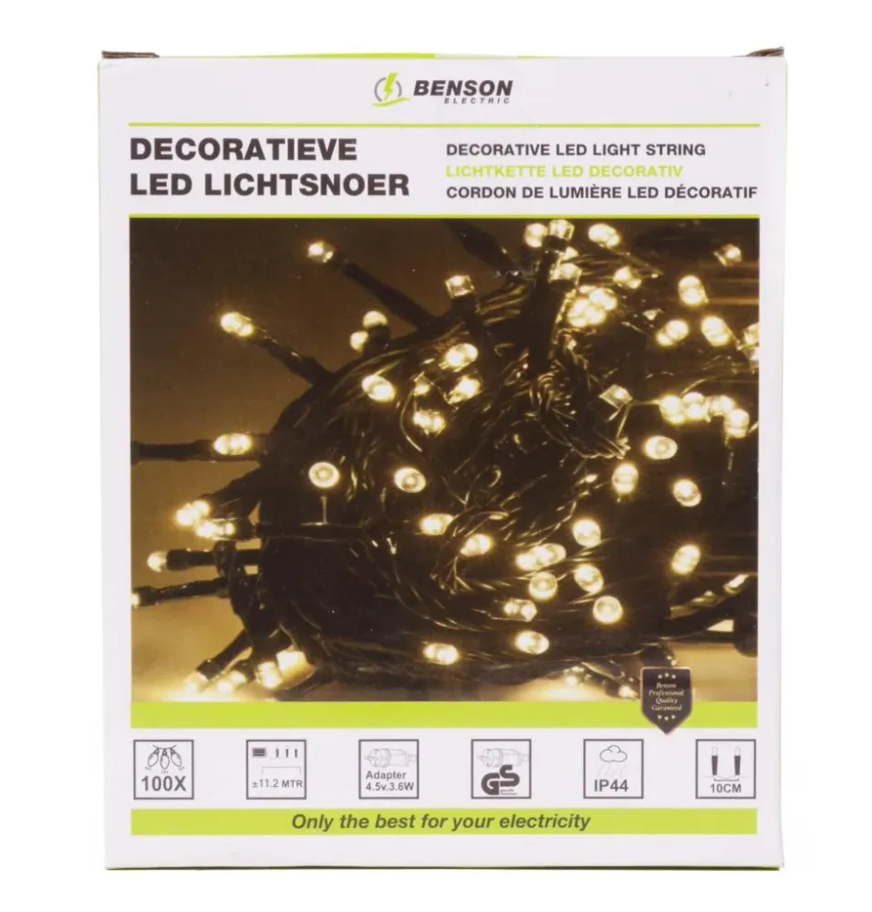 Cordon de lumière décoratif blanc 100 LED 11.2 m