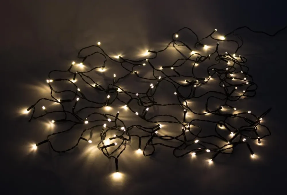 Cordon de lumière décoratif blanc 100 LED 11.2 m