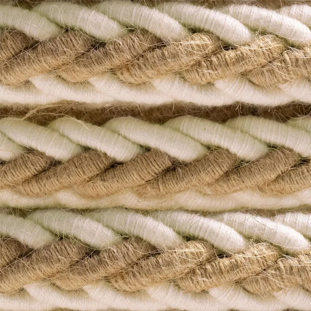 Cordon tressé 2XL en jute et coton brut blanc, câble électrique 2x0,75. Diamètre 24mm