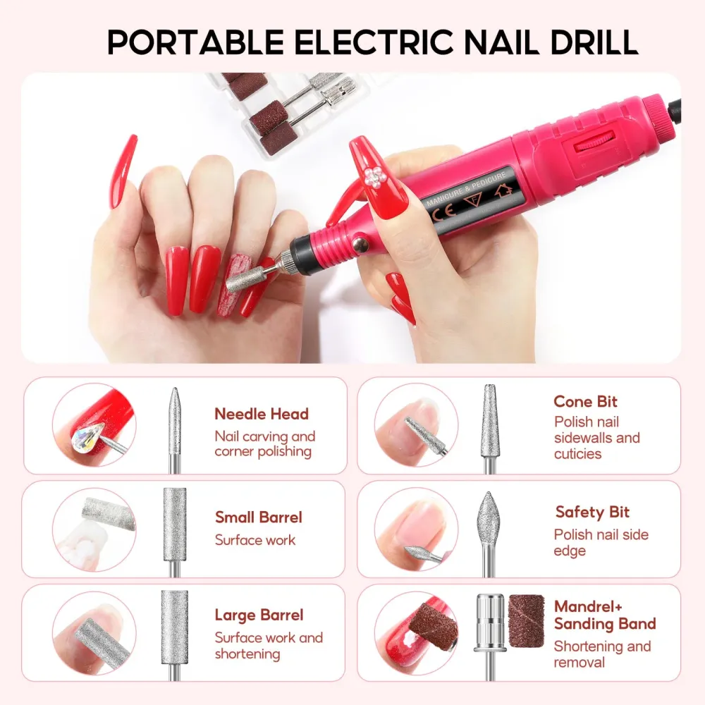 COSCELIA Kit Acrylique Débutants 58 Pièces – Poudres Transparentes, Rose et Blanc, Lampe UV et Foret à Ongles