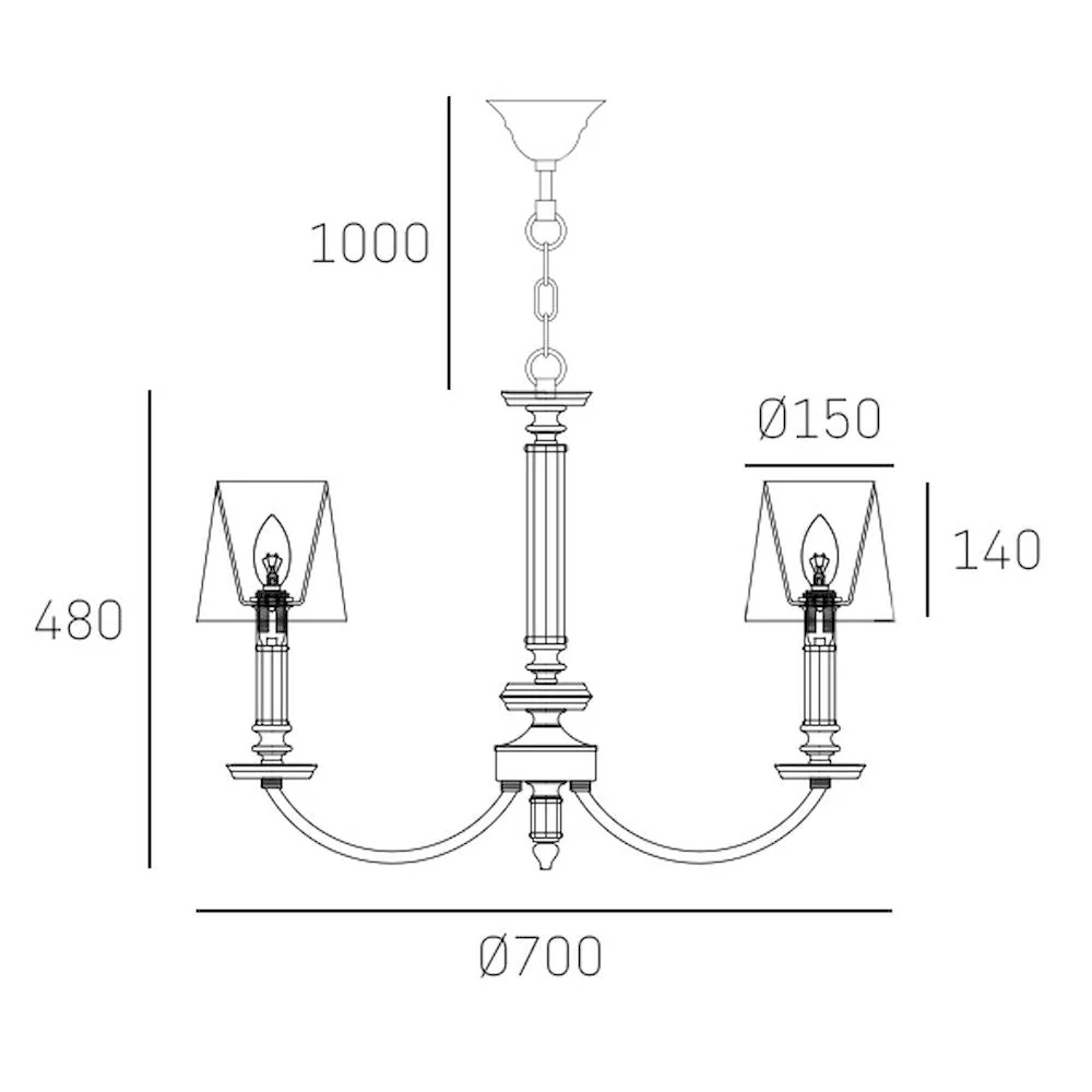Lustre CosmoLight Siena 6L nickel, douille E14, diamètre 70 cm