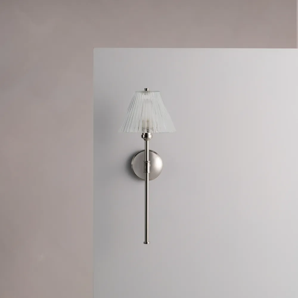 Cotswold Applique Murale Verre Cannelé - Nickel Poli