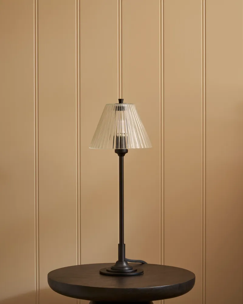 Cotswold Petite Lampe de Table Verre Cannelé - Bronze