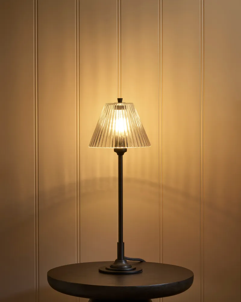 Cotswold Petite Lampe de Table Verre Cannelé - Bronze