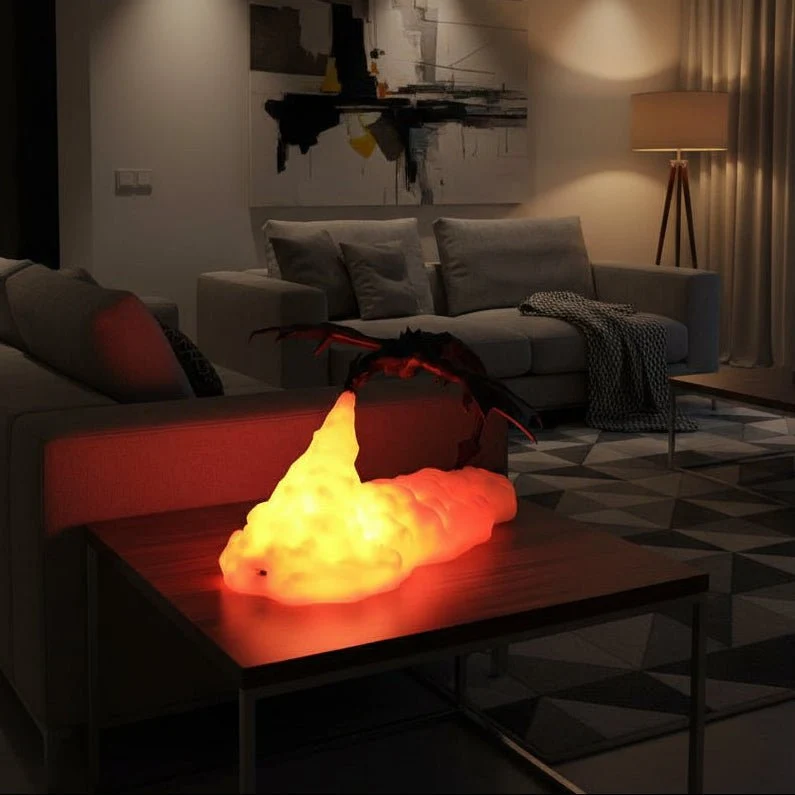 FIREVEIL – Lampe à LED de dragon mystique pour lumière d'ambiance chaleureuse Cozey Maison