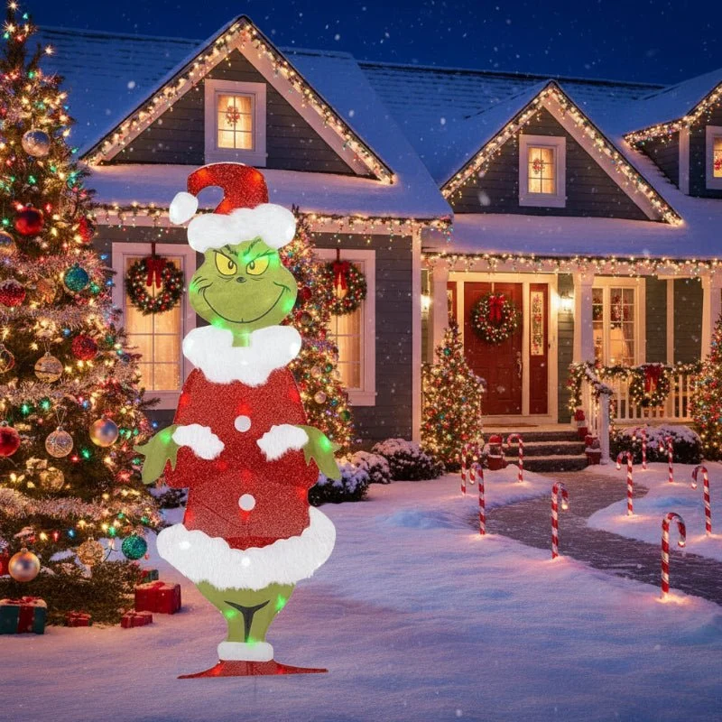 TWINKLON – Décoration de jardin festive Grinch avec éclairage LED pour une ambiance de Noël en extérieur A Cozey Maison