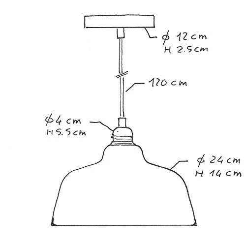 Suspension fabriquée en Italie avec câble Textile, Abat-Jour Coupe en céramique et Finition en métal - sans Ampoule, Rouge...