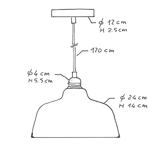 Suspension fabriquée en Italie avec câble Textile, Abat-Jour Coupe en céramique et Finition en métal - sans Ampoule, Rouge...