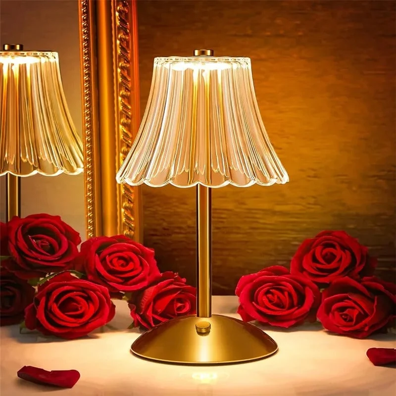 CristalLumi - Lampe de Bureau Rechargeable en Cristal, Dimmable et Douce pour les Yeux