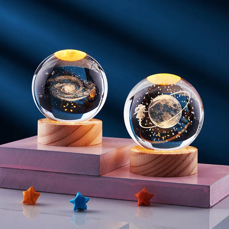 CristaLumi - Lampe de Nuit 3D en Cristal avec Éclairage LED