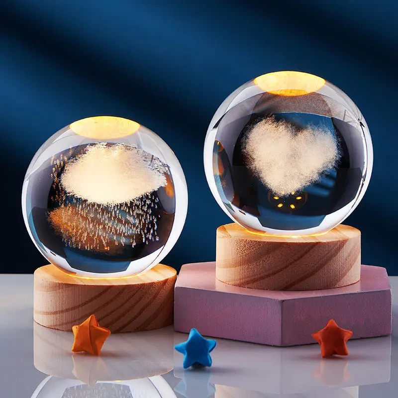 CristaLumi - Lampe de Nuit 3D en Cristal avec Éclairage LED