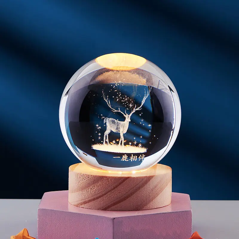 CristaLumi - Lampe de Nuit 3D en Cristal avec Éclairage LED