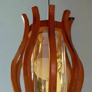 Cylindrical Glass Shade Lamp Wooden Frame