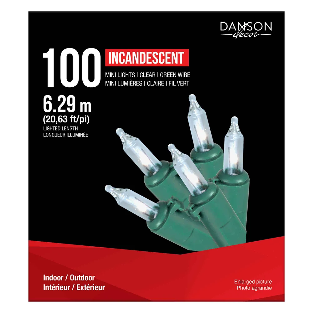 Jeu de 100 mini lumières incandescentes de 20,63' (6,29 m), claire DANSON