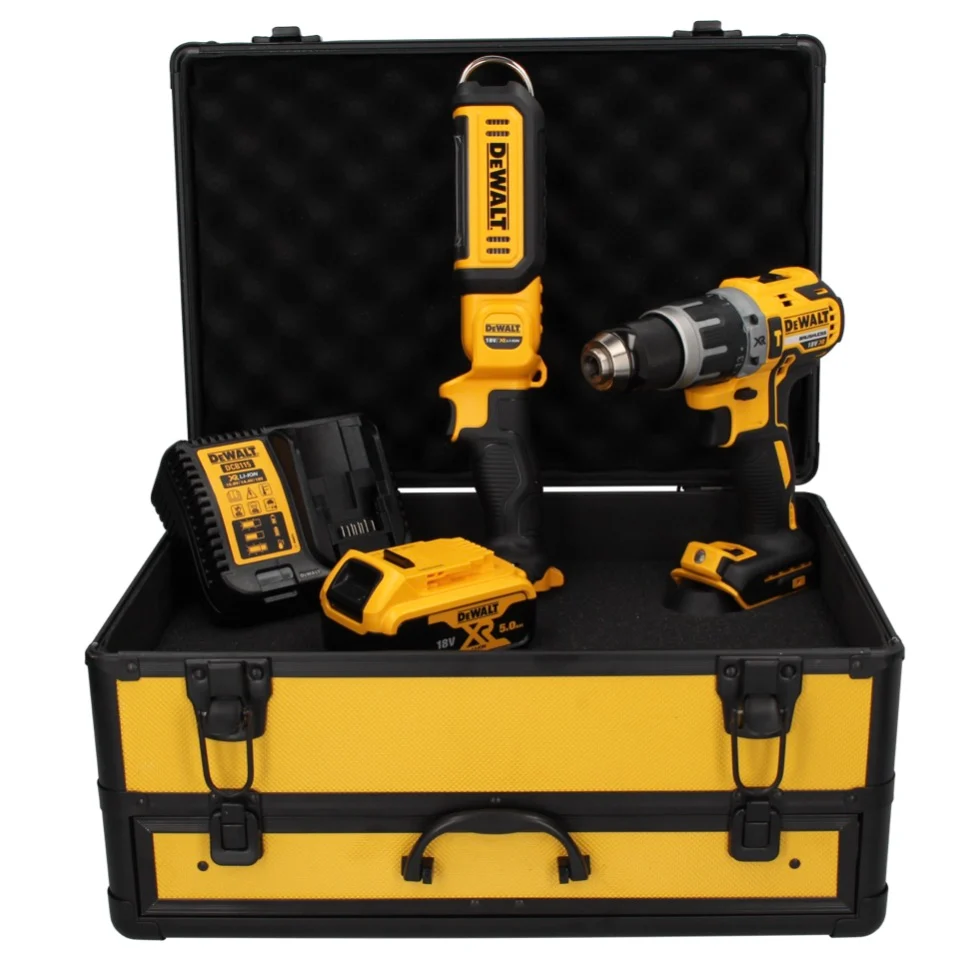 DeWalt DCD 796 P1 TX Perceuse visseuse à percussion sans fil, sans balai - 18 V 70 Nm + 1x Batterie 5 Ah + Chargeur + Coff...