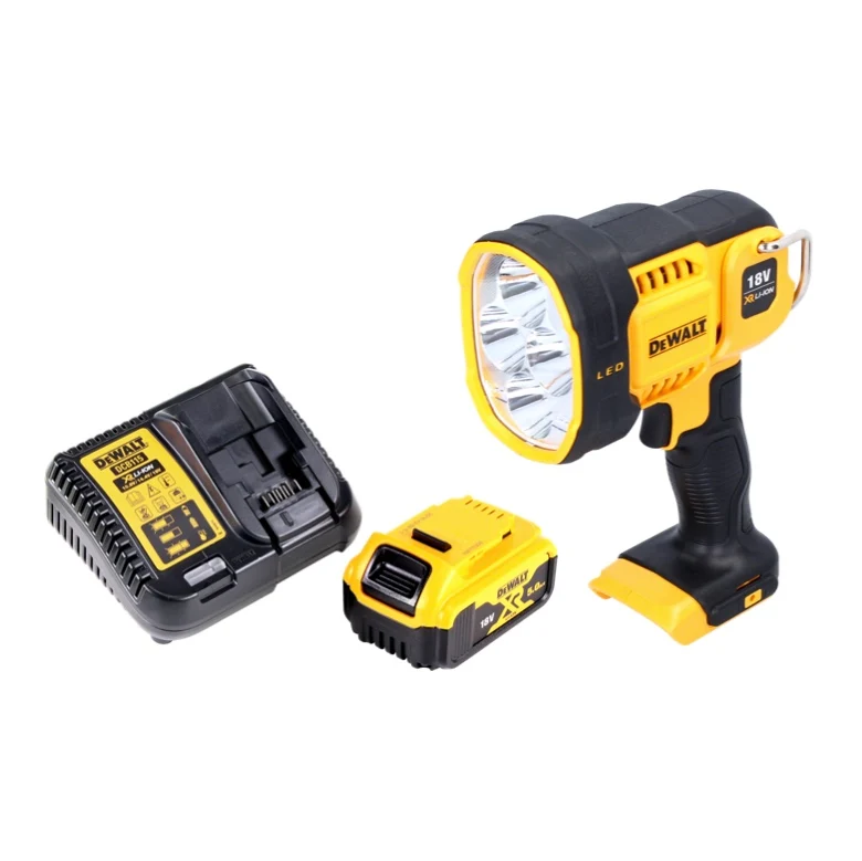 DeWalt DCL 043 18V XR Li-Ion Lampe torche LED sans fil + 1x Batterie 5,0 Ah + Chargeur