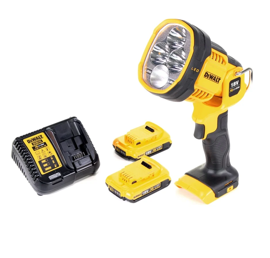 Lampe LED à batterie DeWalt DCL 043 18 V 1000 lm + 2x batteries 2,0 Ah + chargeur