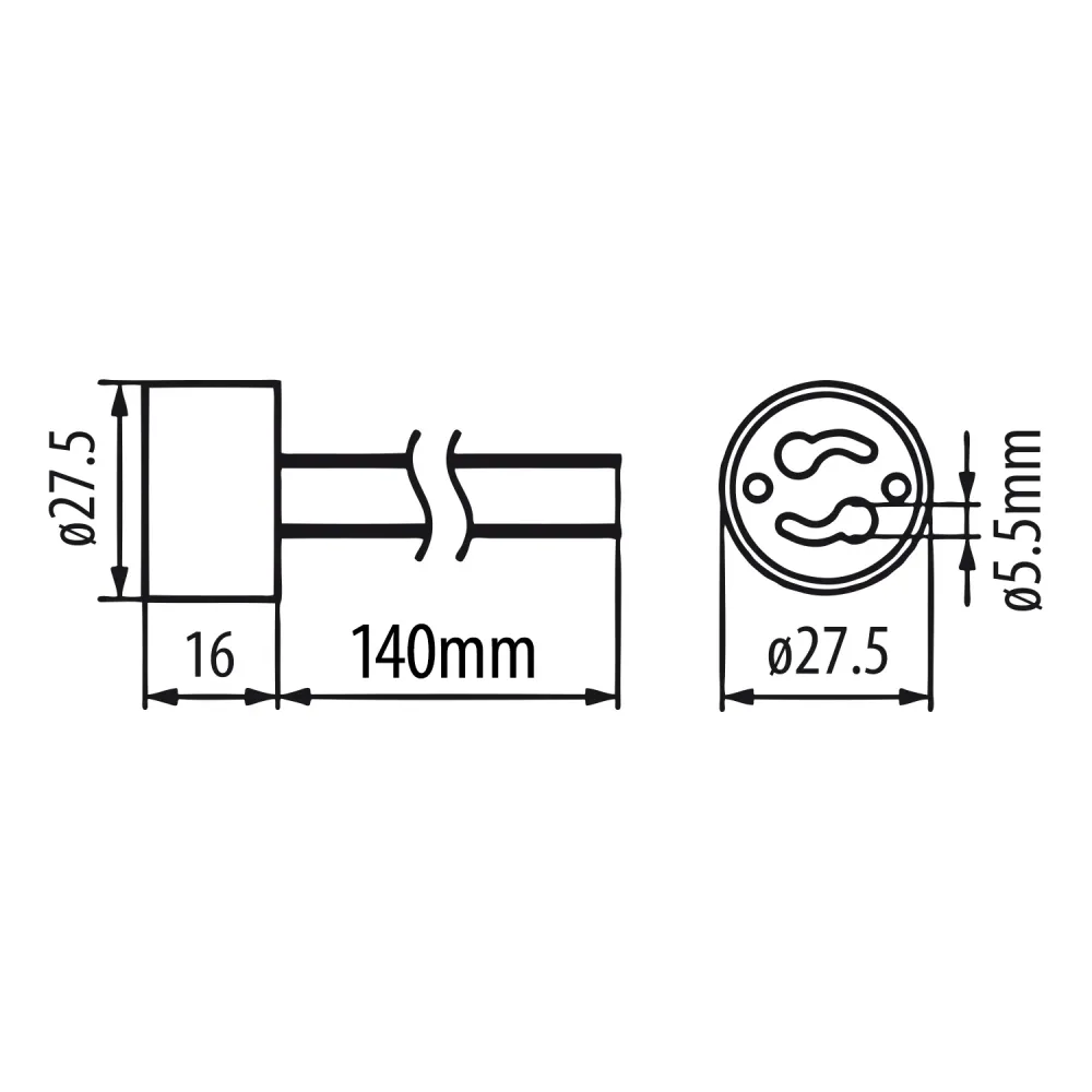 Douille en céramique GU10 14cm MCE428 halogène et LED
