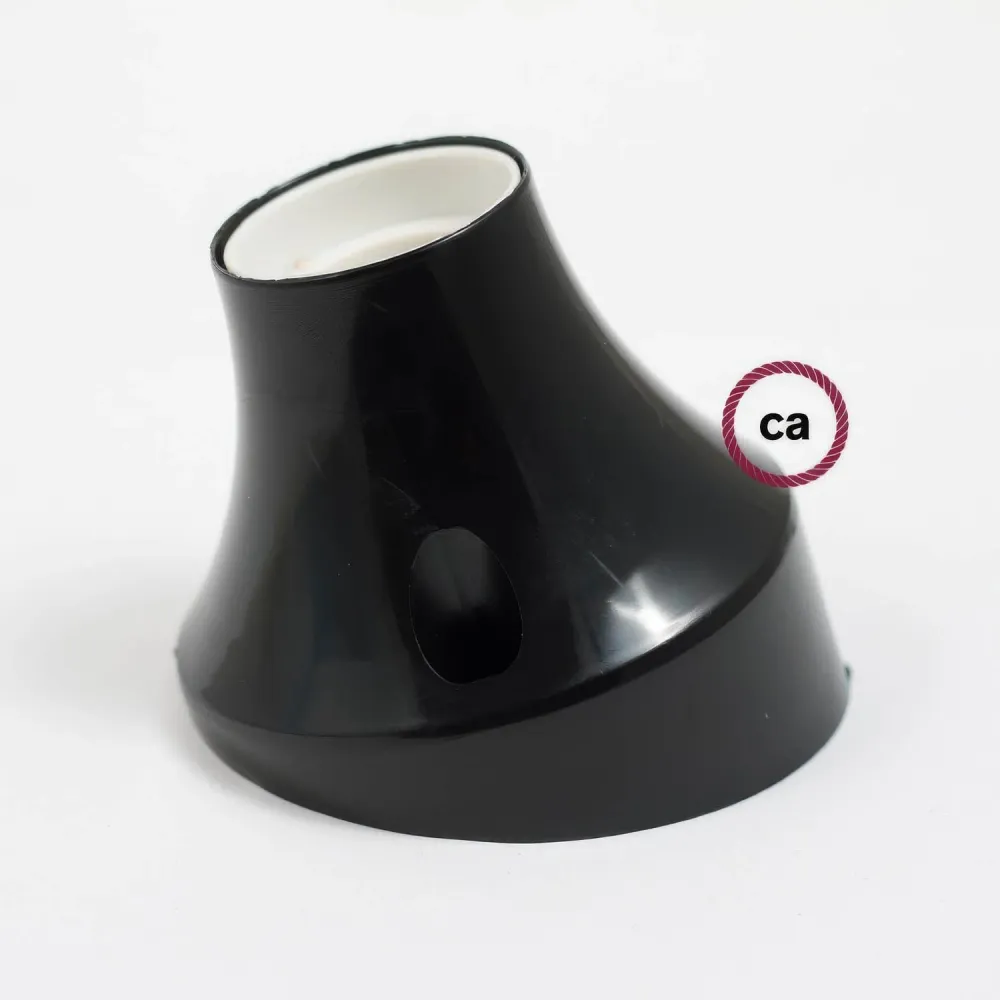 Douille 45° E27 murale ou plafond en thermoplastique - Noir
