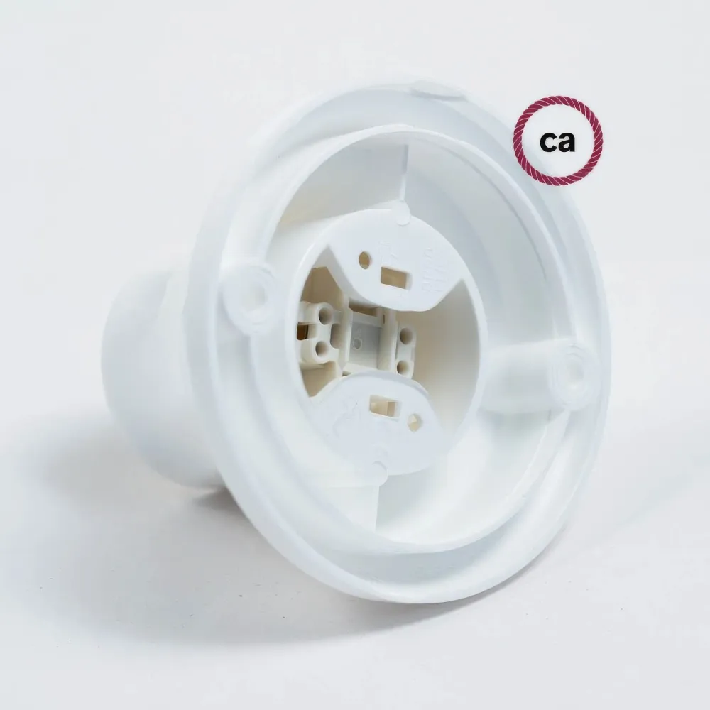 Douille 90° E27 pour mur ou plafond en thermoplastique - Blanc