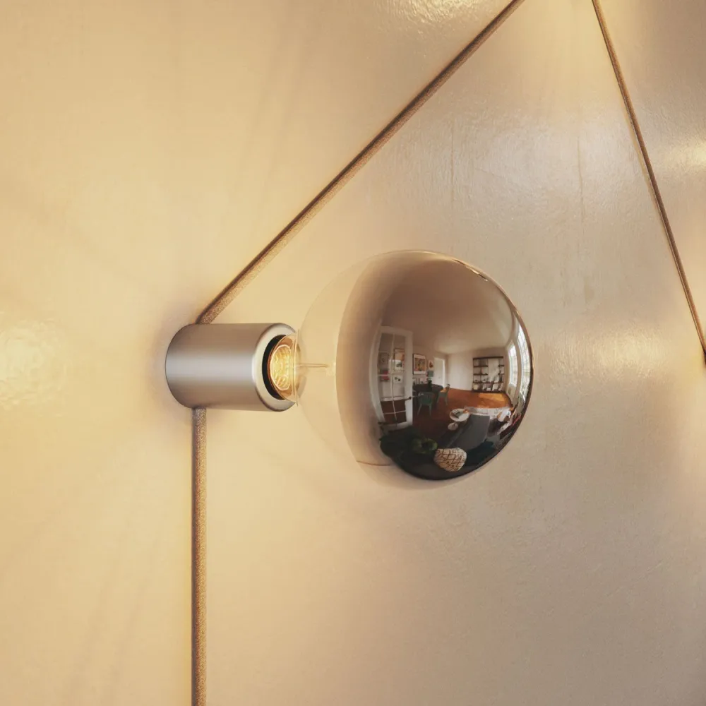 Douille E27 Spostaluce en métal pour mur ou plafond - Titane satiné