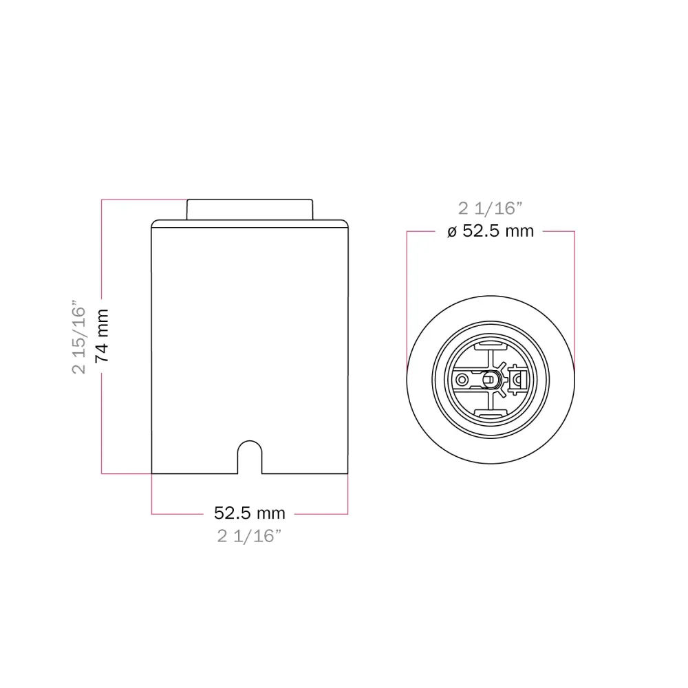 Douille E27 Spostaluce en métal pour mur ou plafond - Titane satiné