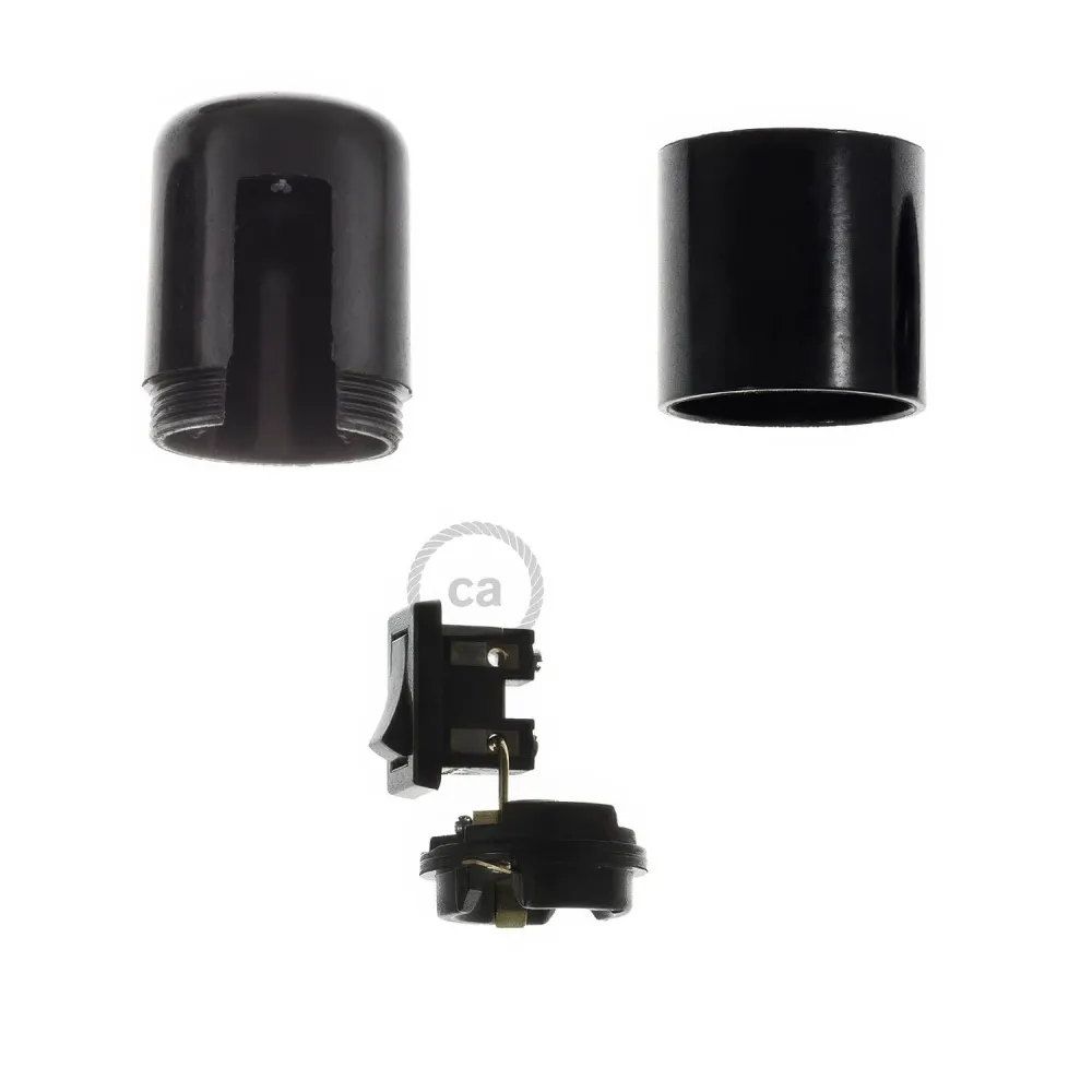 Douille lisse bakélite phénolique E26 - INTERRUPTEUR ON/OFF - Noir