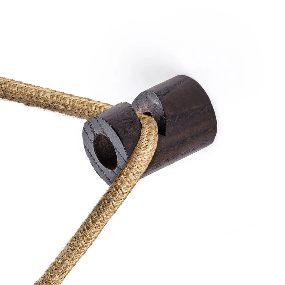 Déport de suspension, crochet en "V" pour plafond ou mur en bois pour câble électrique textile - Effet Wengé
