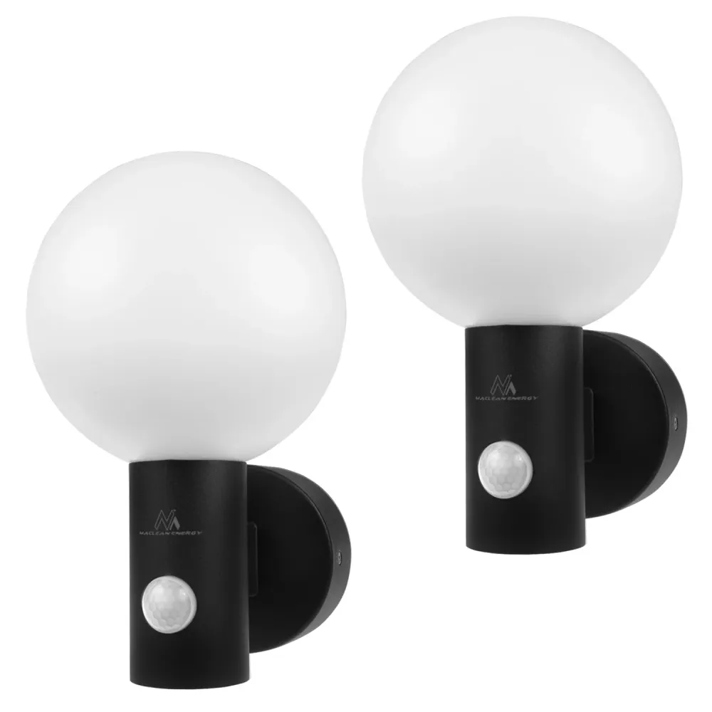 Détecteur de mouvement Maclean Lampe LED, détecteur de mouvement PIR, noir, 15W, IP65, 1600lm, blanc neutre (4000K) MCE515...