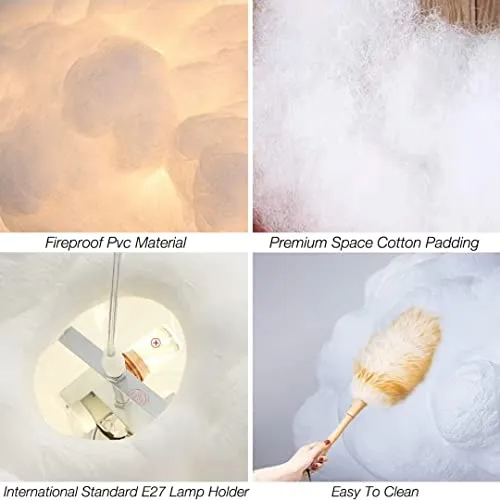 Créatif 3D Nuage Pendentif Lumière PVC Coton Nuage Abat-Jour Lustre Nuage Plafonnier Plafonnier Pour Salle À Manger, Salon...