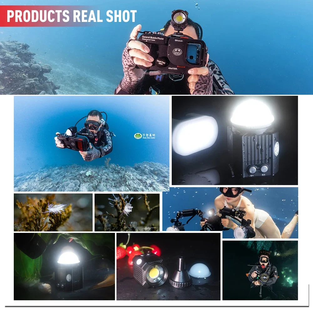 Eclairage LED Seafrogs SL-19 60 mètres Étanche 2000LM Pour Caméra et Téléphone...